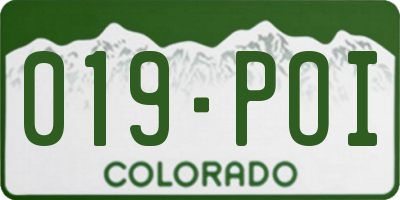CO license plate 019POI