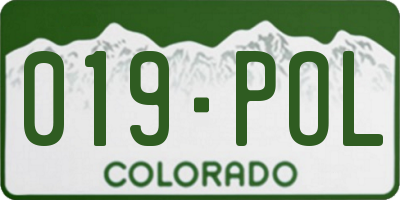 CO license plate 019POL