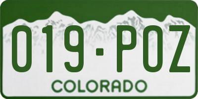 CO license plate 019POZ