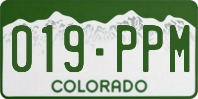 CO license plate 019PPM
