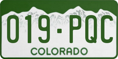 CO license plate 019PQC