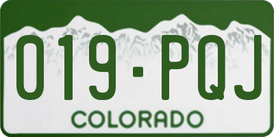 CO license plate 019PQJ