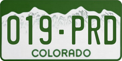 CO license plate 019PRD