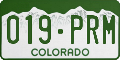 CO license plate 019PRM