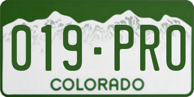 CO license plate 019PRO