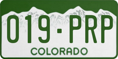 CO license plate 019PRP