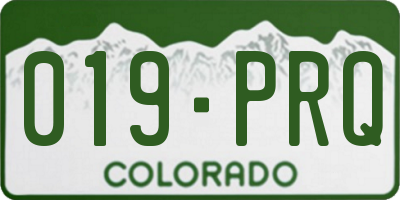 CO license plate 019PRQ