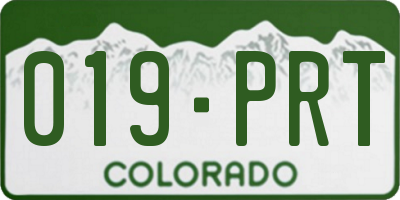 CO license plate 019PRT