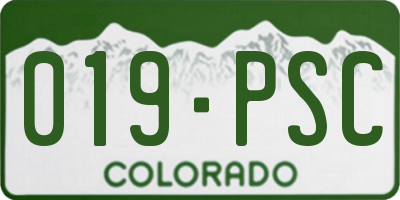 CO license plate 019PSC