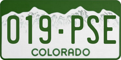 CO license plate 019PSE