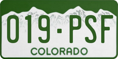 CO license plate 019PSF
