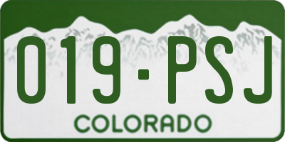 CO license plate 019PSJ