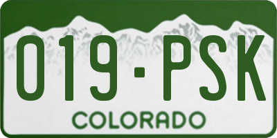 CO license plate 019PSK