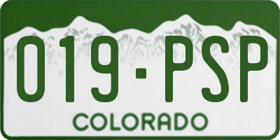 CO license plate 019PSP