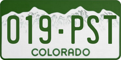 CO license plate 019PST