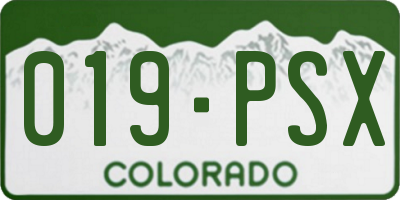CO license plate 019PSX