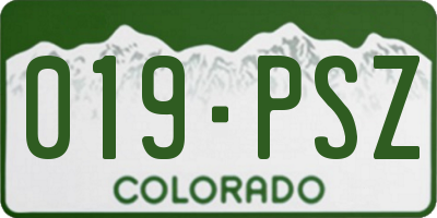 CO license plate 019PSZ