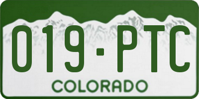 CO license plate 019PTC