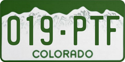 CO license plate 019PTF