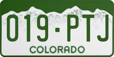 CO license plate 019PTJ