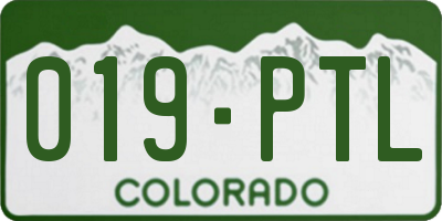 CO license plate 019PTL
