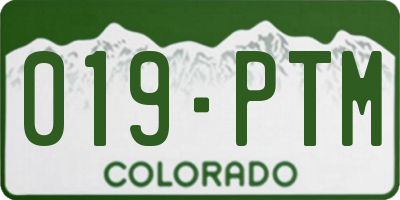CO license plate 019PTM