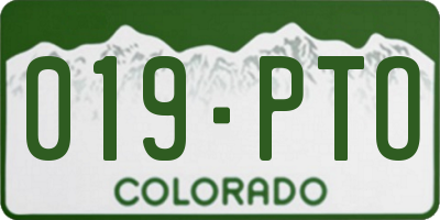 CO license plate 019PTO