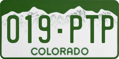 CO license plate 019PTP