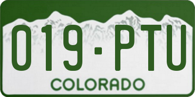 CO license plate 019PTU
