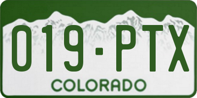 CO license plate 019PTX