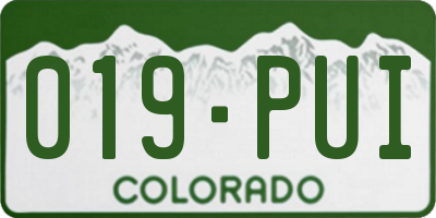 CO license plate 019PUI