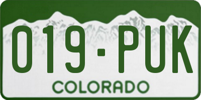 CO license plate 019PUK