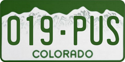 CO license plate 019PUS