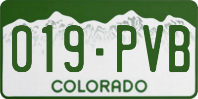 CO license plate 019PVB