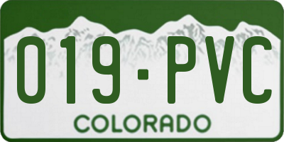 CO license plate 019PVC