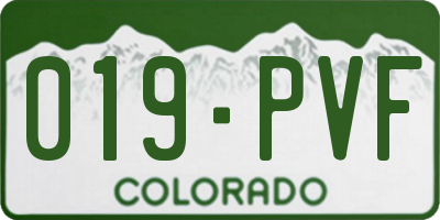 CO license plate 019PVF