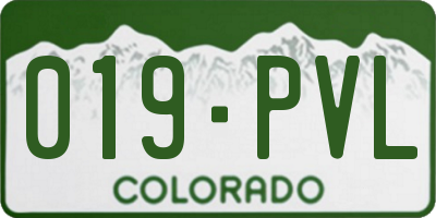 CO license plate 019PVL