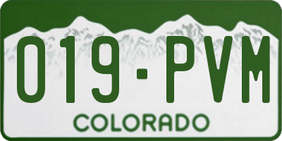CO license plate 019PVM