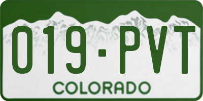 CO license plate 019PVT