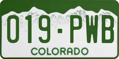 CO license plate 019PWB