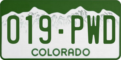 CO license plate 019PWD