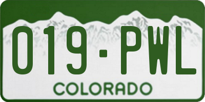 CO license plate 019PWL