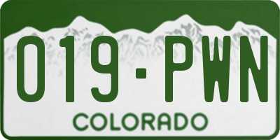 CO license plate 019PWN