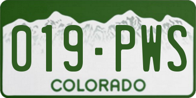 CO license plate 019PWS