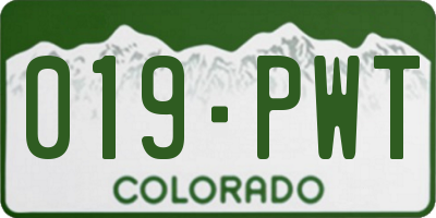 CO license plate 019PWT
