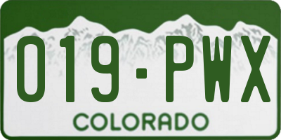 CO license plate 019PWX