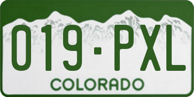 CO license plate 019PXL