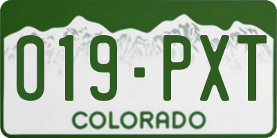 CO license plate 019PXT