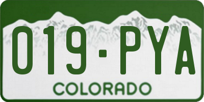 CO license plate 019PYA