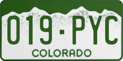 CO license plate 019PYC